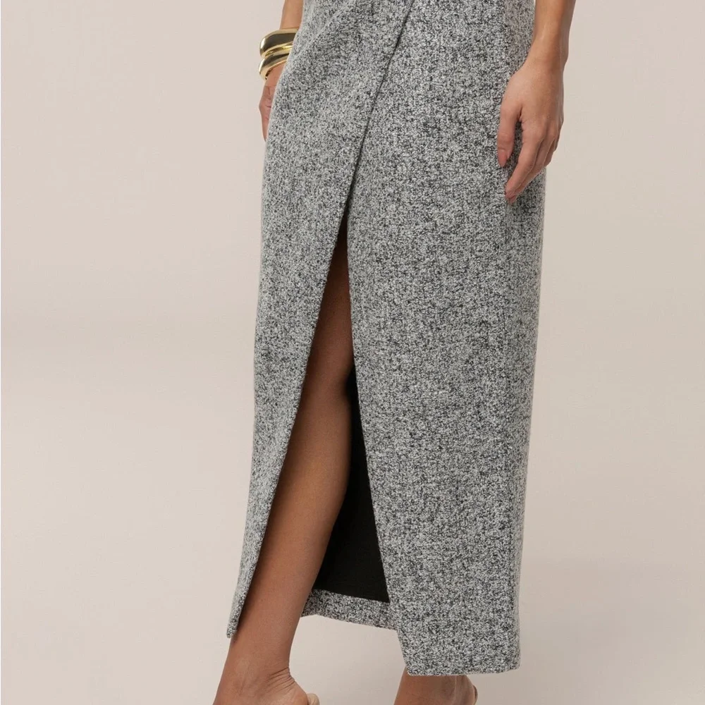 J LUX Label Gisele Gray Tweed Slit Women's Skirt - Picture 4 of 11